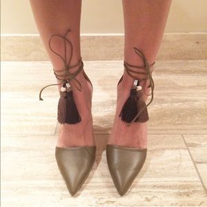 J.Crew Leather tassel heels
